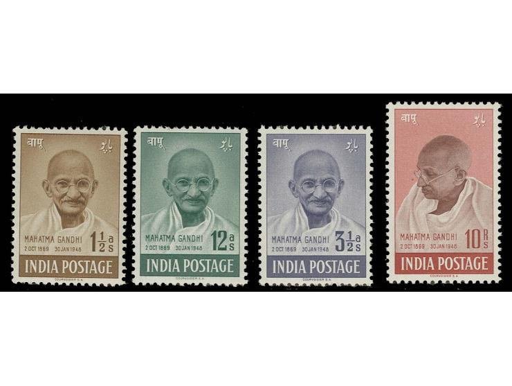 1948, Ghandi 1½a-10r., mint never hinged, few shortend perfs, otherwise fine