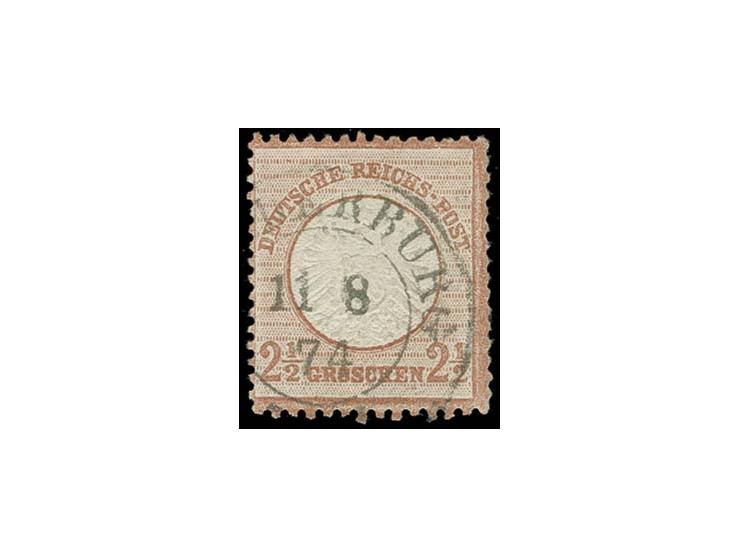 2½ Gr. rotbraun, mit Schleswig Holstein DKr. "SONDERBURG 11 8 74", teils etwas flache Zähne, sign. und Fotoattest Krug BPP (M