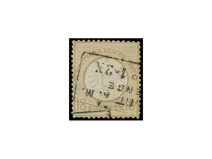 18 Kr. ockerbraun mit Plattenfehler "Punkt unter zweitem E in KREUZER", mit Ra3 "FRANKFURT A.M. / WESTENDE", repariert, sign.