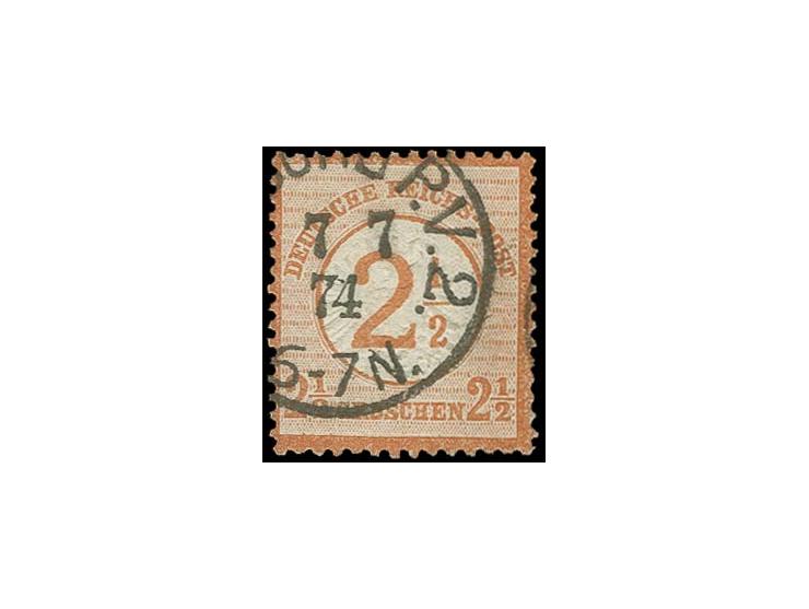 2½ auf 2½ Gr. braunorange mit Plattenfehler "Versetzte 1 der ½ im Aufdruck wenig verschoben", Feld 141, sauber gestempelt "HA