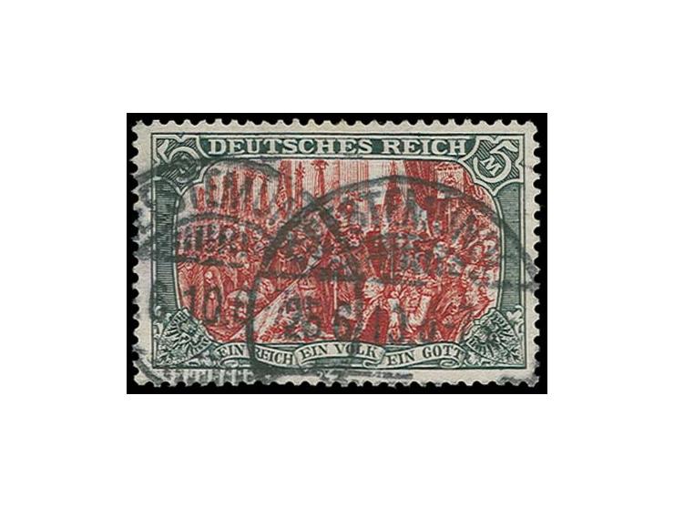 5 M. grünschwarz/dunkelkarmin (karmin leuchtend), sauber gestempelt, Pracht, sehr seltene Marke, Fotoatteste Jäschke und Oech