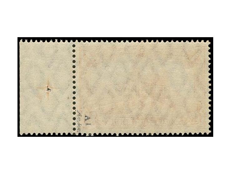 1 M. dunkelkarminrot mit linkem Rand und Platten-Nummer "96", postfrisch, Kabinett, sign. Anke