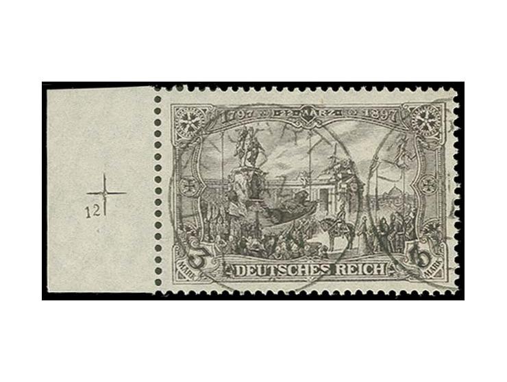 3 M. schwarzbraunviolett mit linkem Rand und Plattennummer "12", gestempelt, Kabinett, sign. Jäschke BPP