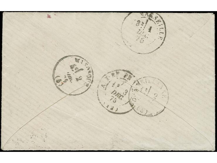 1875, envelope with original contents written in "Tauris le 30 octobre 1875", transported via Trebizonde and forwarded from C