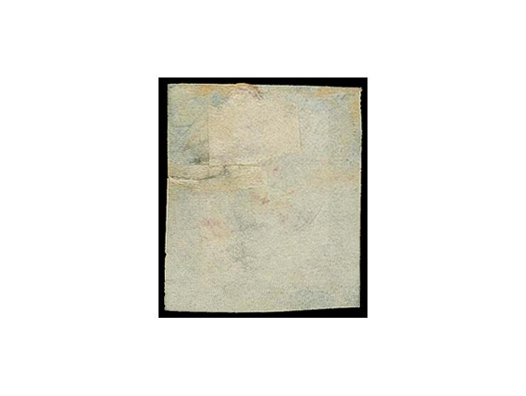 5 kr. with background inverted, imperforated with large margins, used by violet Shiraz cds., closed tear at right, a rare sta