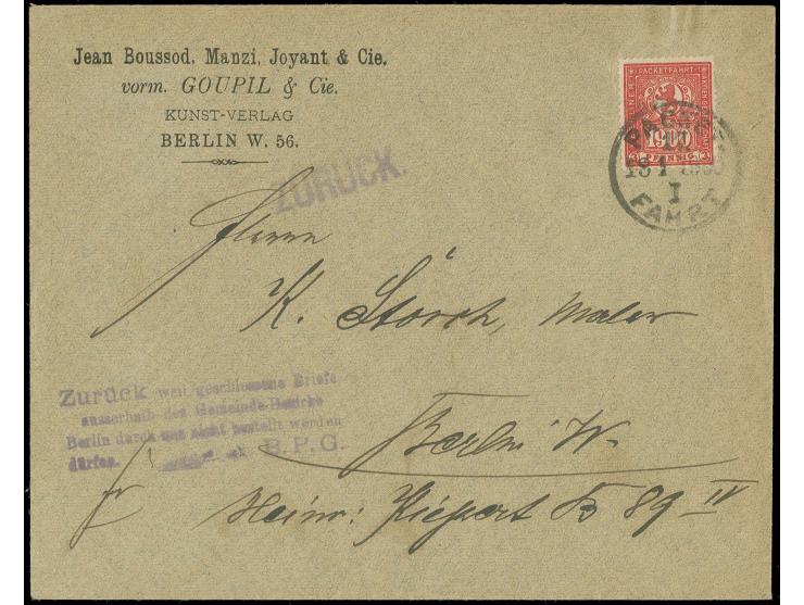 1900, Jahrhundertmarke 3 Pfg. rot mit klarem EKr. auf Brief mit Vermerk "Zurück weil geschlossene Briefe außerhalb der Gemein