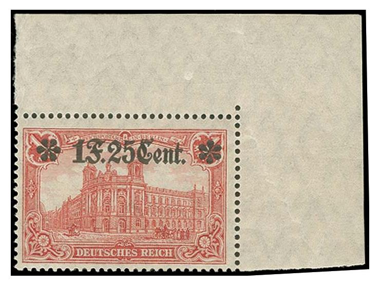 1 F.25 C. auf 1 M. aus der rechten oberen Bogenecke mit Aufdruckfehler "linker Stern auf 2 Spitzen stehend", postfrisch, Prac