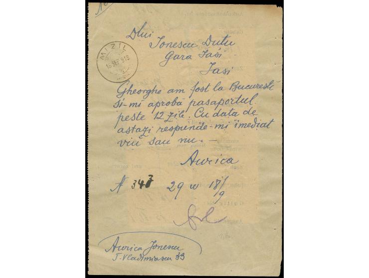 1918, 15 B. auf 15 Pfg. schwärzlichgrauviolett im waagerechten Paar (2), Viererblock und 10er-Block sowie 10 B. auf 10 Pfg. k