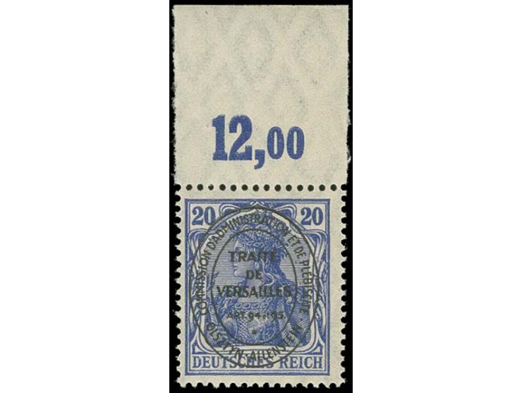 20 Pfg. lilaultramarin mit Platten-Oberrand, postfrisch, Kabinett, sign. Hey BPP