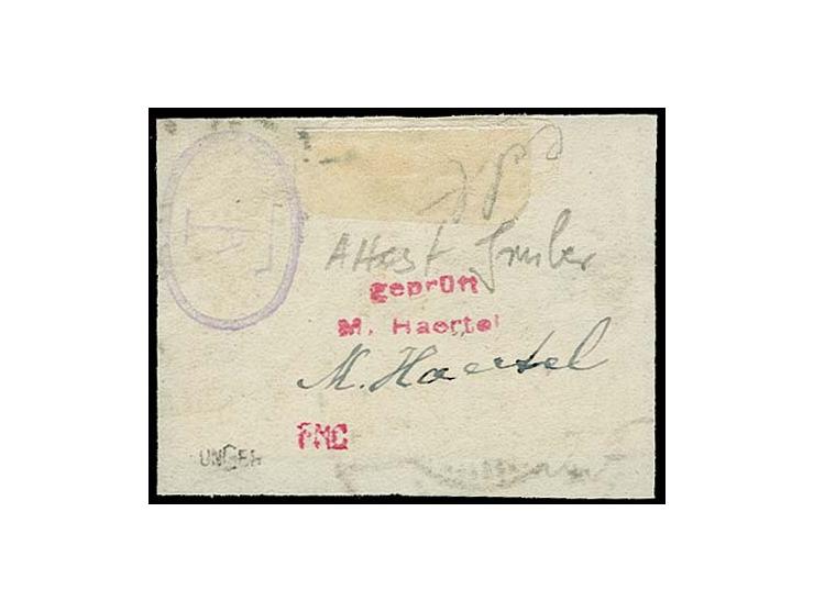 Oppelner Notausgabe: 1 M. mit blauem Handstempel "C.I.H.S." auf Briefstück, Kabinett, mehrfach signiert und Fotoattest Gruber