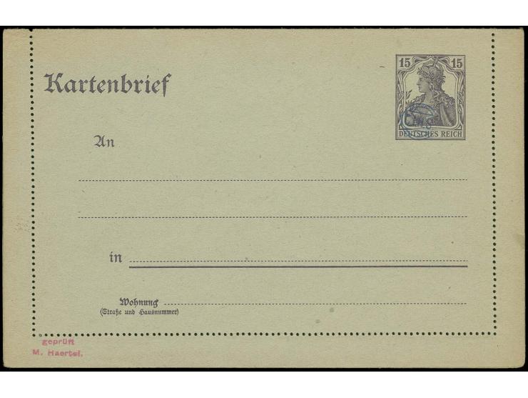 Oppelner Notausgabe: 1920, Deutsches Reich Ganzsachen-Kartenbrief 15 Pfg. mit blauem Handstempel "C.I.H.S.", ungebraucht, rüc