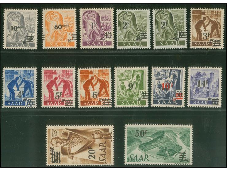 Urdruck 10 C.-50 Fr. kpl., postfrisch, tadellos, sign. Dub oder Ney und Fotoattest Ney BPP (für Satz ohne 235I)