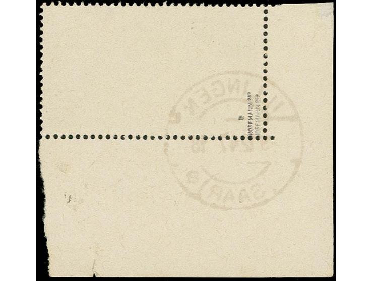 50 Fr. aus der linken unteren Bogenecke mit Bogennummer "B No. 19663 *" und Aufdruckfehler "FUß des F des Aufdrucks gebrochen