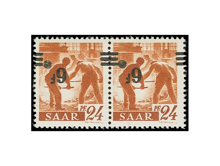 6 Fr. auf 24 Pfg. mit kopfstehendem Aufdruck, waagerechtes Paar, postfrisch, sign. Brun und Fotoattest Ney BPP (MI. 1.800,-)