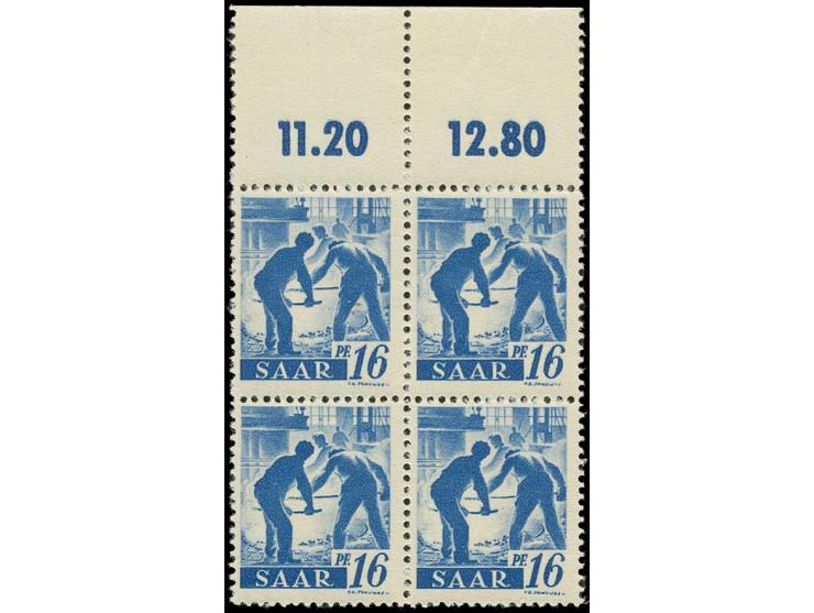 Neuauflage ohne Aufdruck: 16 Pfg. mit Druck auf der Gummiseite, Oberrand-4er-Block, postfrisch, unsigniert, Fotoattest Ney (M