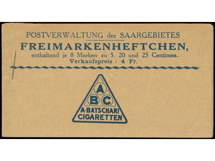1924, Markenheftchen, dabei das Heftchenblatt 1 kopfstehend und die Heftchenblätter 2 und 3 mit Druckdatum, Heftchen mit Dopp