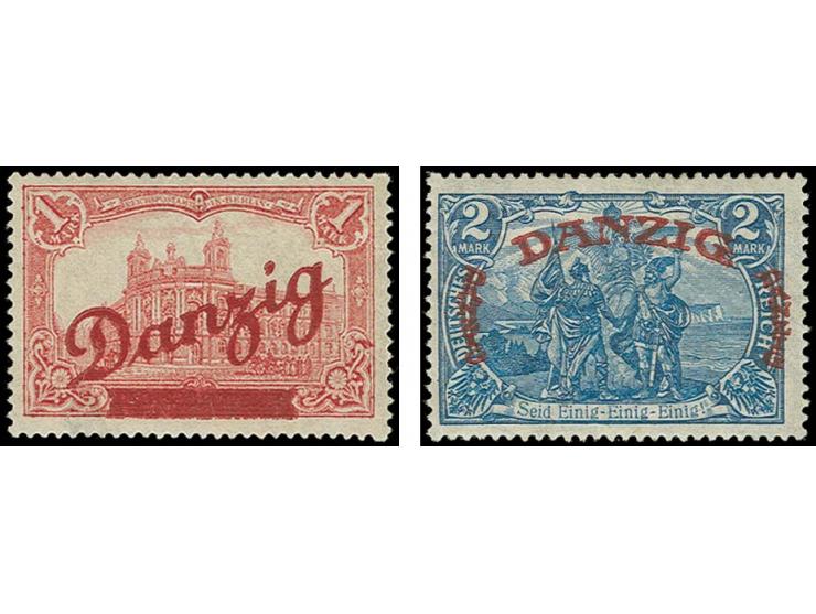 1 M. und 2 M., ungebraucht, 1 M. winzige Schürfung vorderseitig, sonst einwandfrei, diverse Signaturen, jeweils Fotoattest Dr