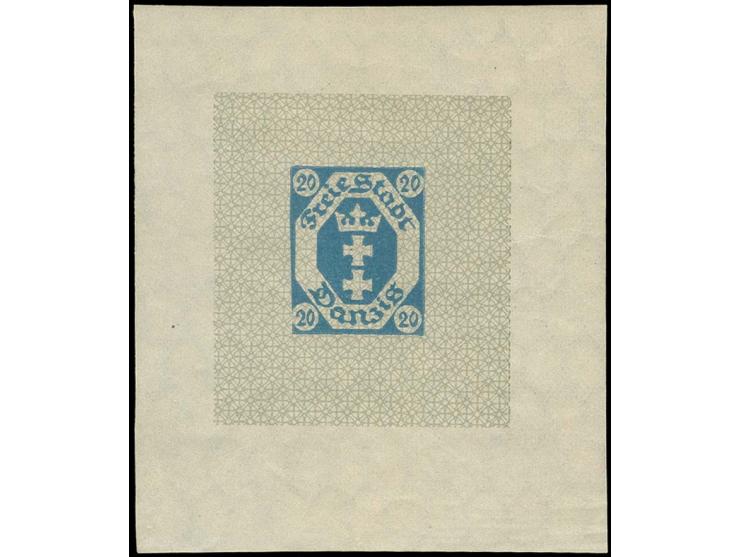 20 Pfg. blau als Einzelabzug im Format 63x73 mm, ungebraucht, Pracht, sign. Ruberg und Stolow