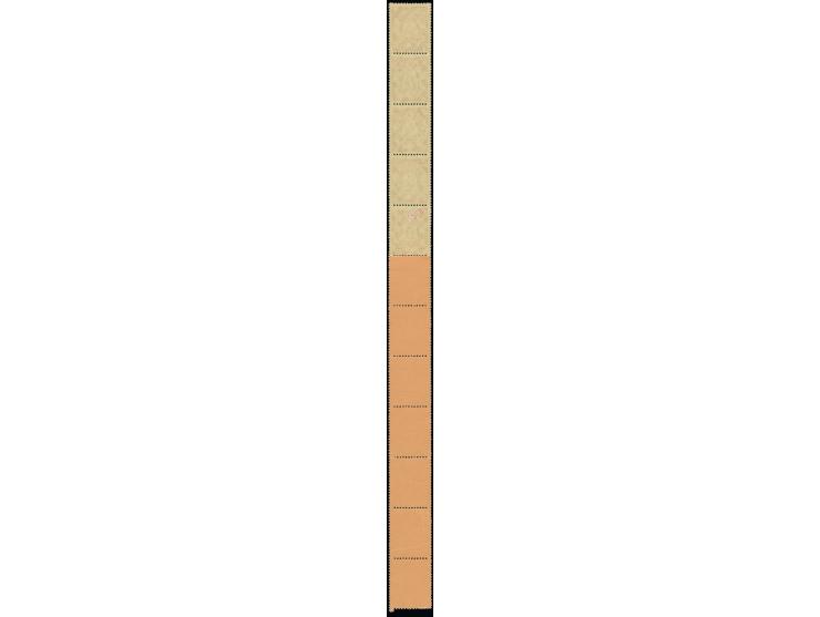 Rollenmarke 5 Pfg. im senkrechten 5er-Streifen mit Oberrand und 7 Leerfeldern in orange, postfrisch, 1 Wert mit Haftstlle und