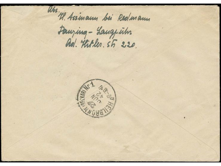 DIVERSES: 1943, Hitler 30 (2) und 5 Pfg. und Hindenburg 1 Pfg. im senkrechten Paar als portogerechter Frankatur auf R-Luftpos