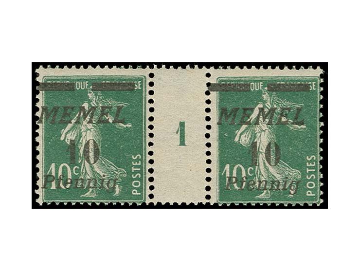 10 Pfg. auf 10 C. dunkelgrün, waagerechtes Zwischenstegpaar mit MS1, postfrisch, tadellos, Fotoattest Huylmans BPP (Mi. 700,-