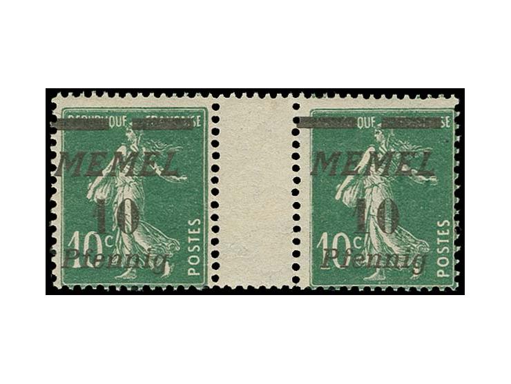 10 Pfg. auf 10 C. dunkelgrün, waagerechtes Paar mit Zwischensteg, postfrisch, tadellos, Fotokurzbefund Huylmans BPP (Mi. 450,