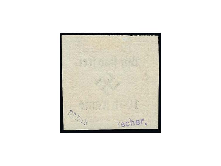 100 H. auf 50 H. mit Aufdruck-Abart "i-Punkt fehlend", ungebraucht, Pracht, u.a. sign. Dr. Dub sowie Fotoattest Brunel BPP (M
