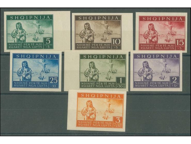 1944, Bombengeschädigte 5 Q.-3 Fr., breitrandig ungezähnt, postfrisch (Mi. 4.500,-)