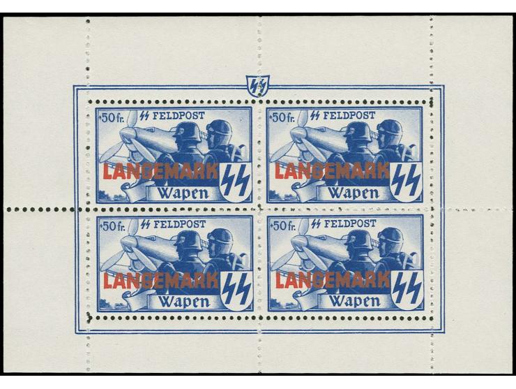Langemark, gezähnt, postfrischer Kleinbogen, in der Mitte senkrecht vorgefaltet (Mi. 1.000,-)