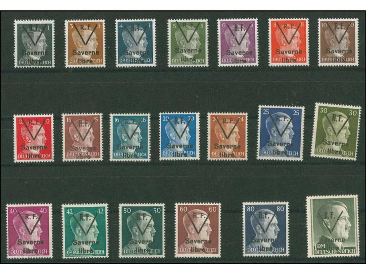 1944, Befreiungsausgabe "R.F./Saverne libre" 1 Pfg.-1 M. kpl., postfrisch, Händler-Signaturen