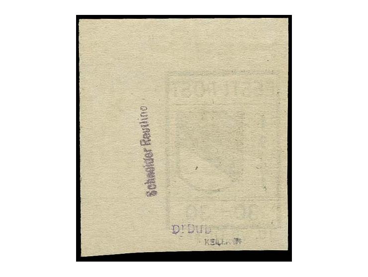 30 K., Type I aus der rechten oberen Bogenecke, postfrisch, tadellos, u.a. sign. Keiler BPP