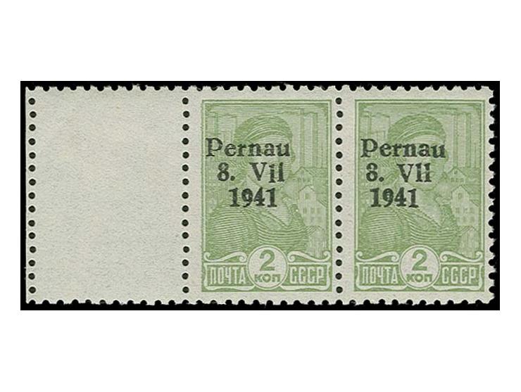 Type II: 2 K. hellgrün im waagerechten Paar mit links kpl. Leerfeld, postfrisch, Kabinett, Fotoattest Krischke