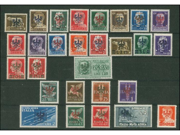 1944, Freimarken und Flugpostmarken kpl. mit Eilmarken, postfrisch, sign. Krischke BPP (Mi. 600,-)