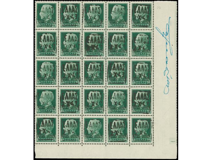 25 C. mit schwarzem Aufdruck, 25er-Block aus der rechten unteren Bogenecke, postfrische, jede Marke sign. Ludin BPP (Mi. 2.00