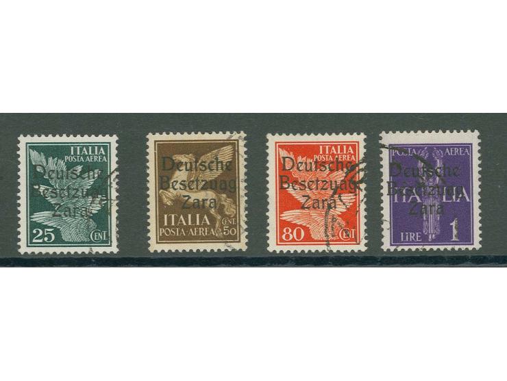1943, Flugpost 25-50 C. und 80 C. sowie 1 L. mit Aufdruckfehler "Bestzuag", sauber gestempelt, Kabinett, sign. Ludin BPP und 