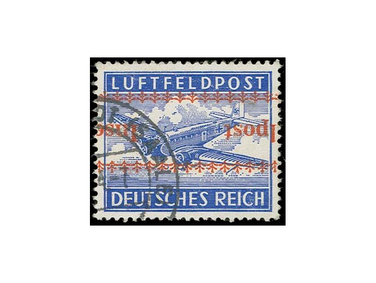 Kreta gezähnt mit kopfstehendem Aufdruck mit Teilabschlag des Stempels "BAD NEUSTADT (SAALE) 26.11.44" (von getrenntem Paar s