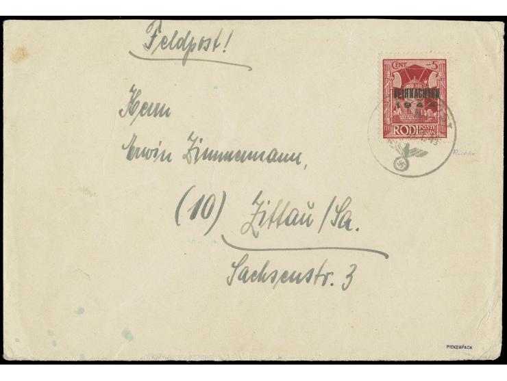 Weihnachstmarke in Type IV, farbfrisch und gut gezähnt mit sauberem Normstempel "FELDPOST b 01.1.45" auf Brief eines Angehöri