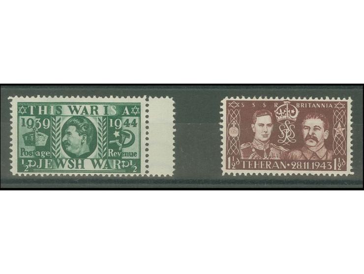 Deutsche Fälschungen für Großbritannien: ½ P. dunkelgrün und 1½ P. dunkelbraunlila, ungebraucht ohne Gummi, wie verausgabt, s