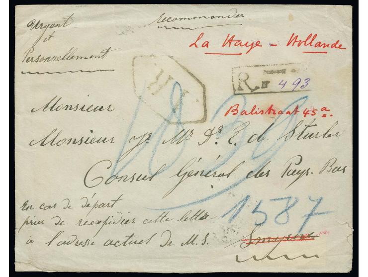 1 ch., 19 copies incl. block of 6 and two blocks of 4 with 1 kr., all tied by oval "TEHERAN 27-1-06" to reverse of registered