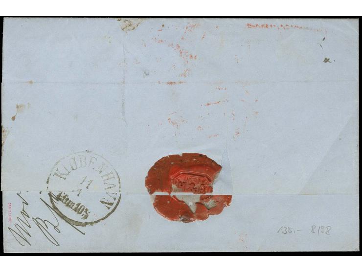 ½ Gr. orange, 1 Gr. karmin und 2 Gr. grauultramarin mit EKr. "HAMBURG I. A. 10 1 70" auf eingeschriebenem Faltbrief nach Kope