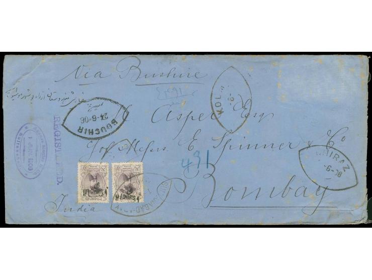 1906, provisional type set issue 1 ch. with perforation on 2 sides together with 2 ch. in strip of 6 and single stamp and 3 c
