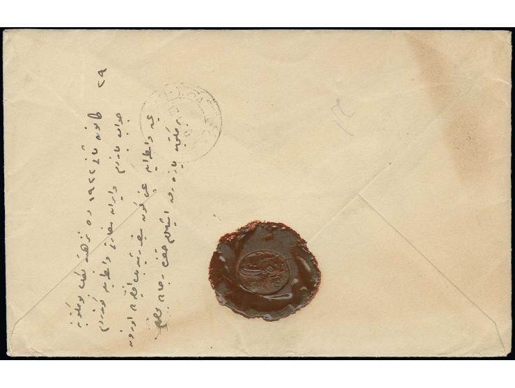 3 kr. tied by Teheran cds. to registered cover from Teheran against acknowledgement of receipt (AR) to Vienna with transit ma