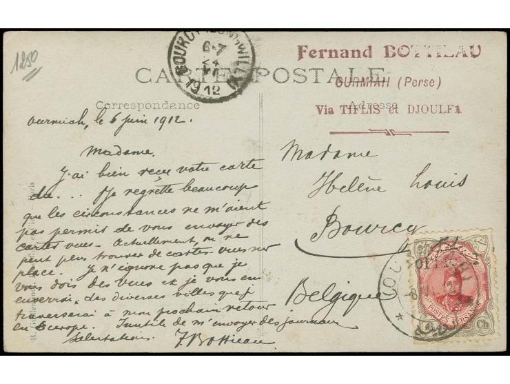 6 ch. tied by Ourmiah cds. to photo-postcard to Belgium