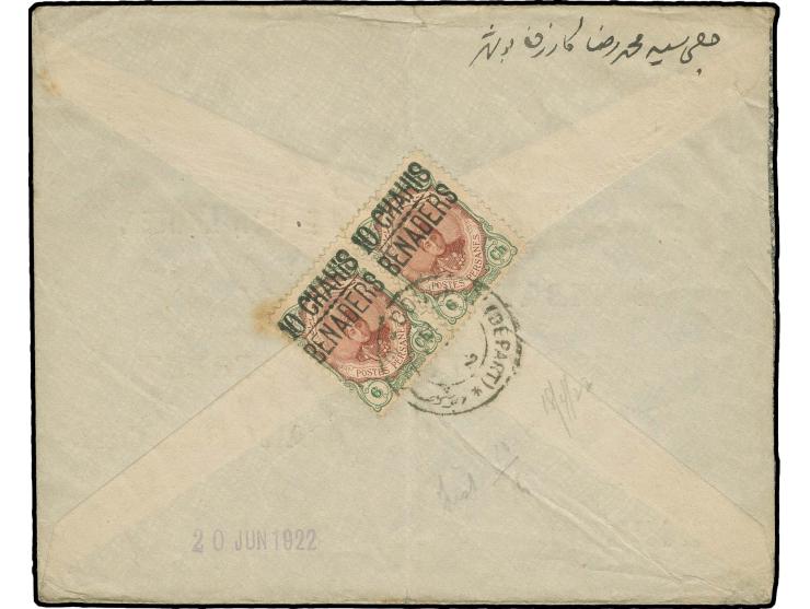 10 ch. on 6 ch. in horizontal pair tied by Boushire cds. to reverse of commercial cover to Manchester; the cover had been fol