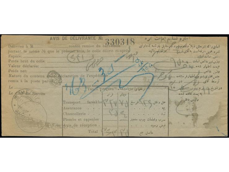 30 kr., horizontal strip of 8 and horizontal strip of 4 with 2 kr., 24 ch., 2 ch. and 1 ch., tied by cds. "MECHED 11.XI.22" t