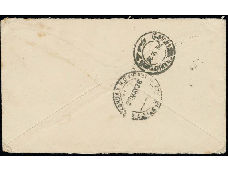 9 ch. and horizontal pair 10 ch. tied by Mesdjed Soleiman cds. and afterwards obliterated by strip of paper with signature to