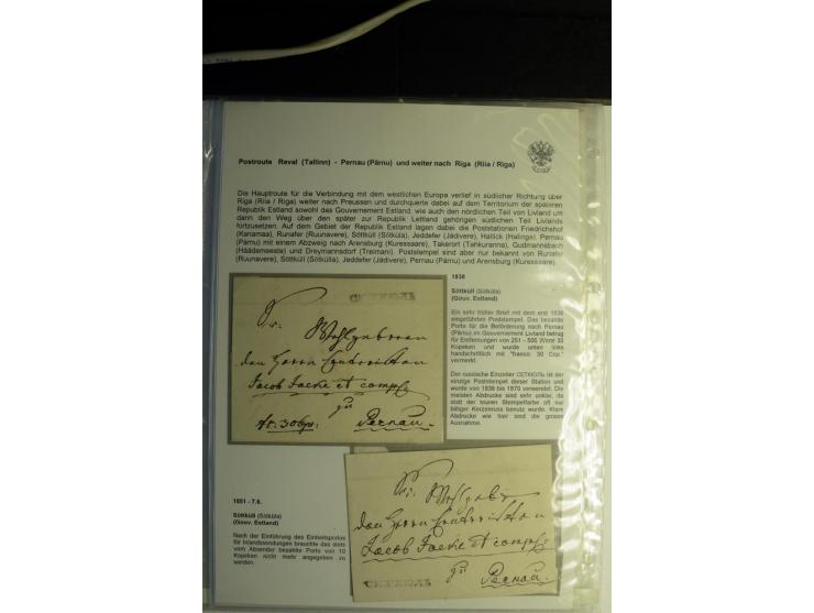POSTROUTE REVAL-PERNAU und weiter nach RIGA: Sammlung von 14 Briefen, dabei verschiedene Stempel u.a. Pernau, Jeddefer, Halli