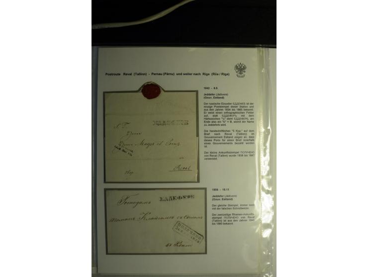 POSTROUTE REVAL-PERNAU und weiter nach RIGA: Sammlung von 14 Briefen, dabei verschiedene Stempel u.a. Pernau, Jeddefer, Halli