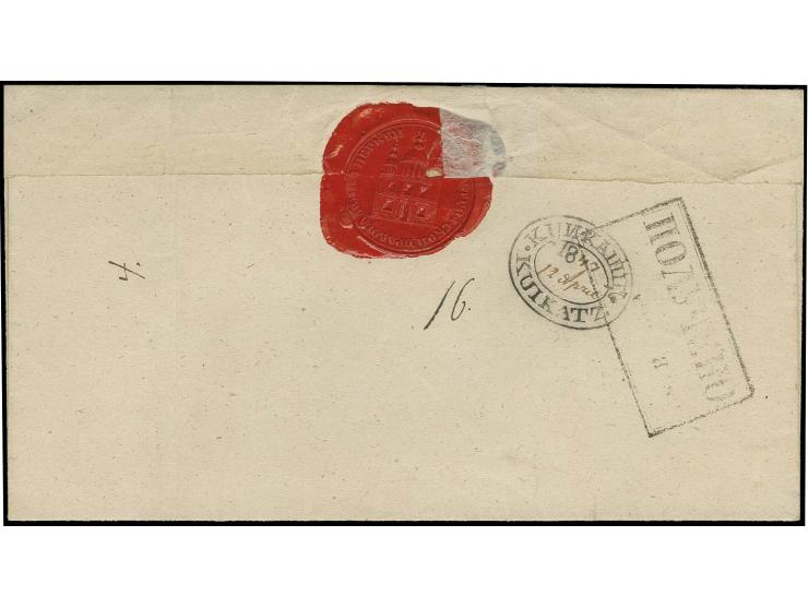 POSTROUTE WALK-NARWA- ST. PETERSBURG: 1847, "КУЙКАТЦЪ KUIKATZ" als Ovalstempel mit handschriftlich ergänztem Datum rückseitig