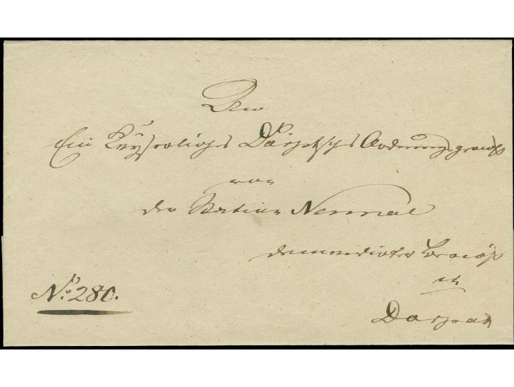 POSTROUTE WALK-NARWA- ST. PETERSBURG: 1841, "NENNAL" als L2 mit handschriftlich ergänztem Datum rückseitig auf portofreiem Di